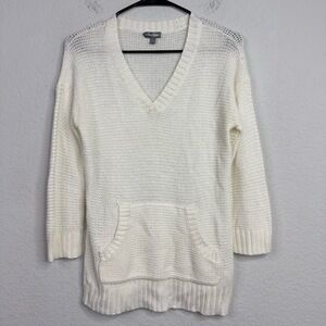 Neiman Marcus Sweater Women S Ivory Open Knit Pullover Coastal Preppy Minimalist